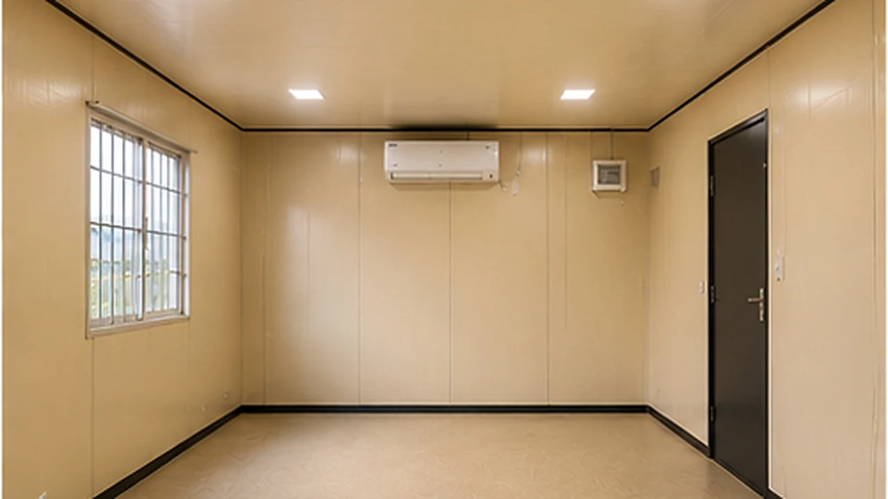 Second view of the beige panel interior room in a double storey porta cabin ground floor