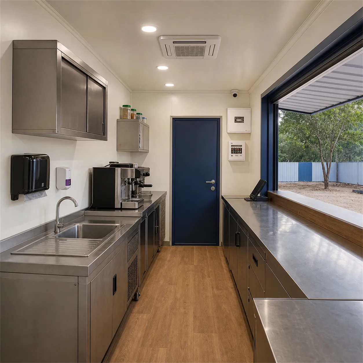 SAMAN food truck container 20x10x8.5 ft, interior of the service counter zone