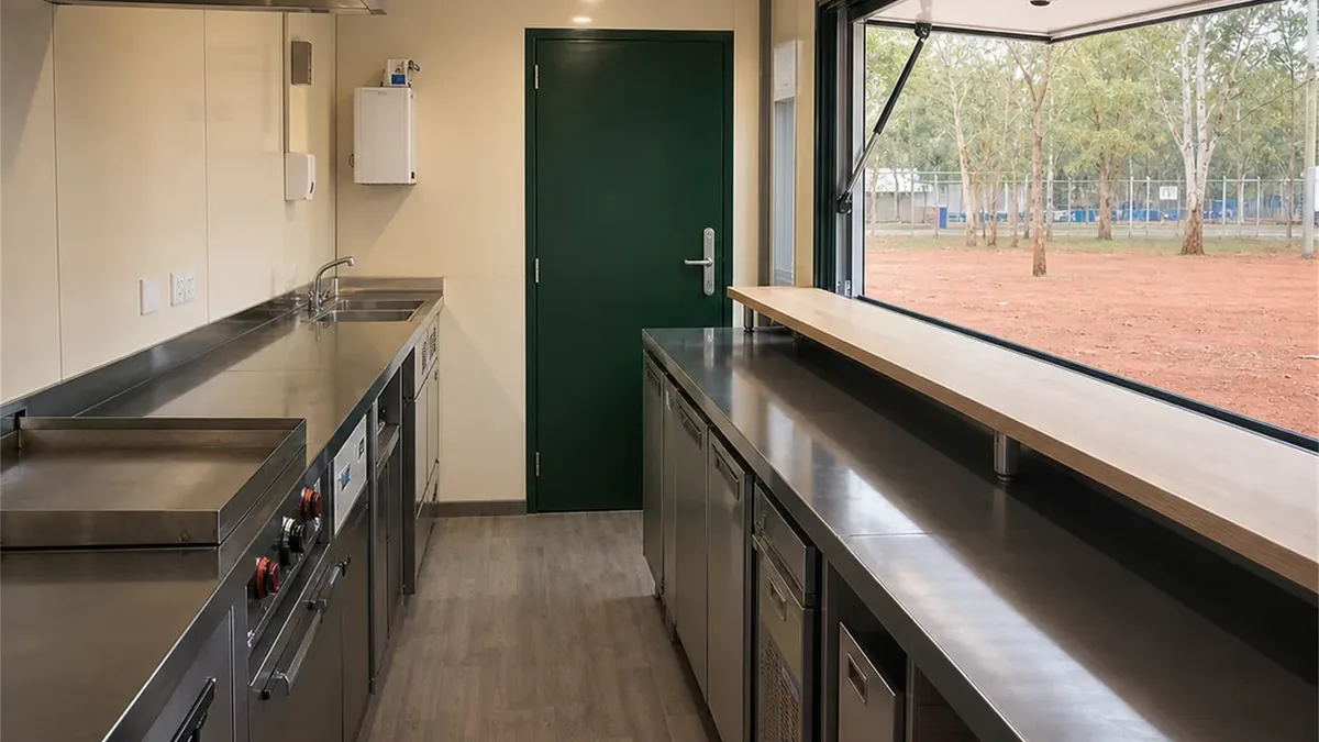 SAMAN food truck container 20x12x8.5 ft, interior of the primary zone, wide view