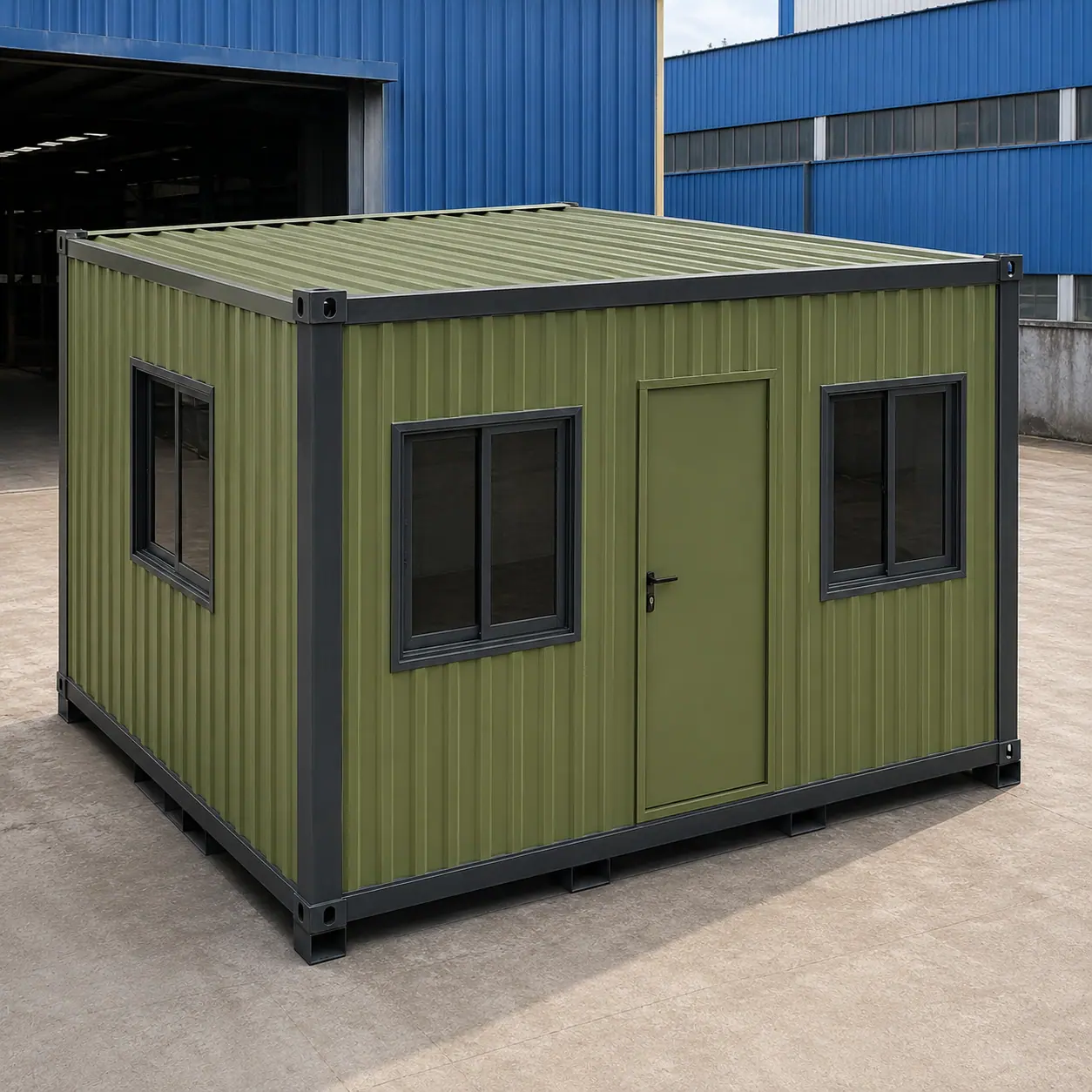 Elevated view of 10×10 ft mini porta cabin used as gate and entry post