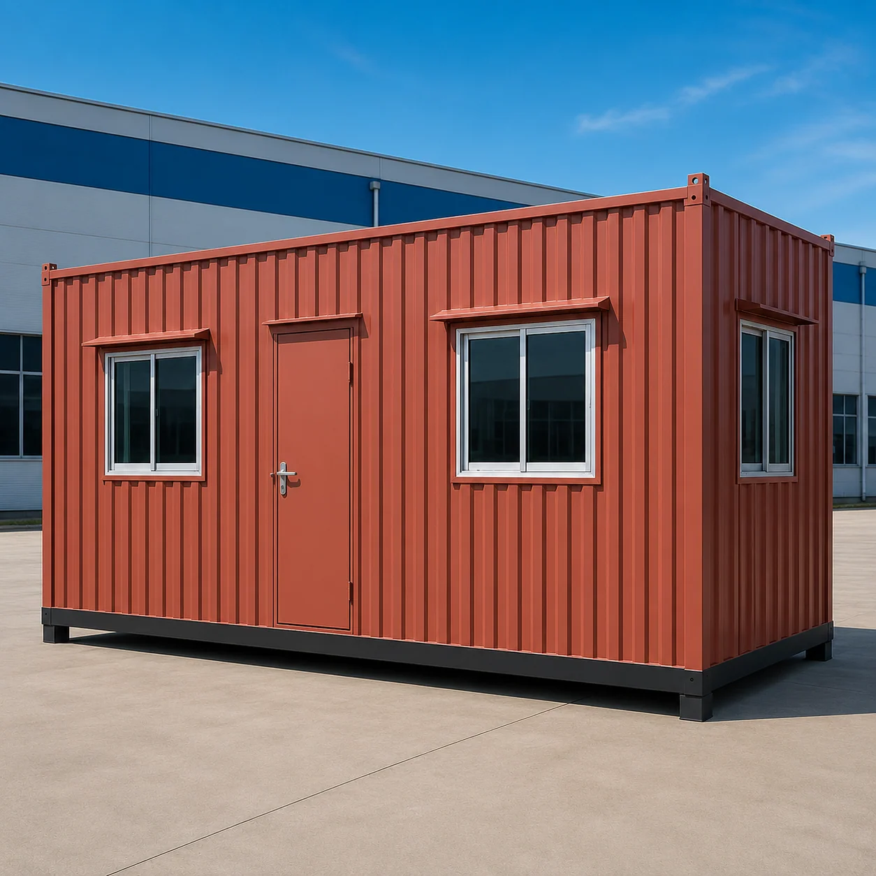 Elevated view of 20×10 ft ms porta cabin used as plant supervisor office