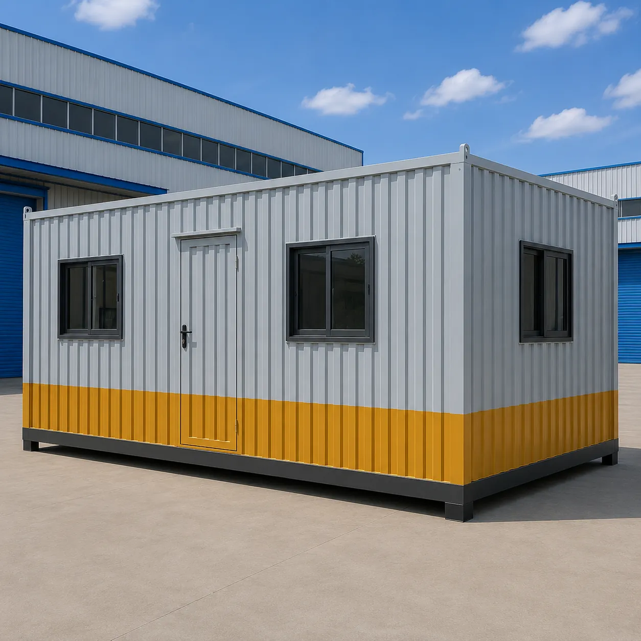 Elevated view of 20×10 ft porta cabin used as project and site office