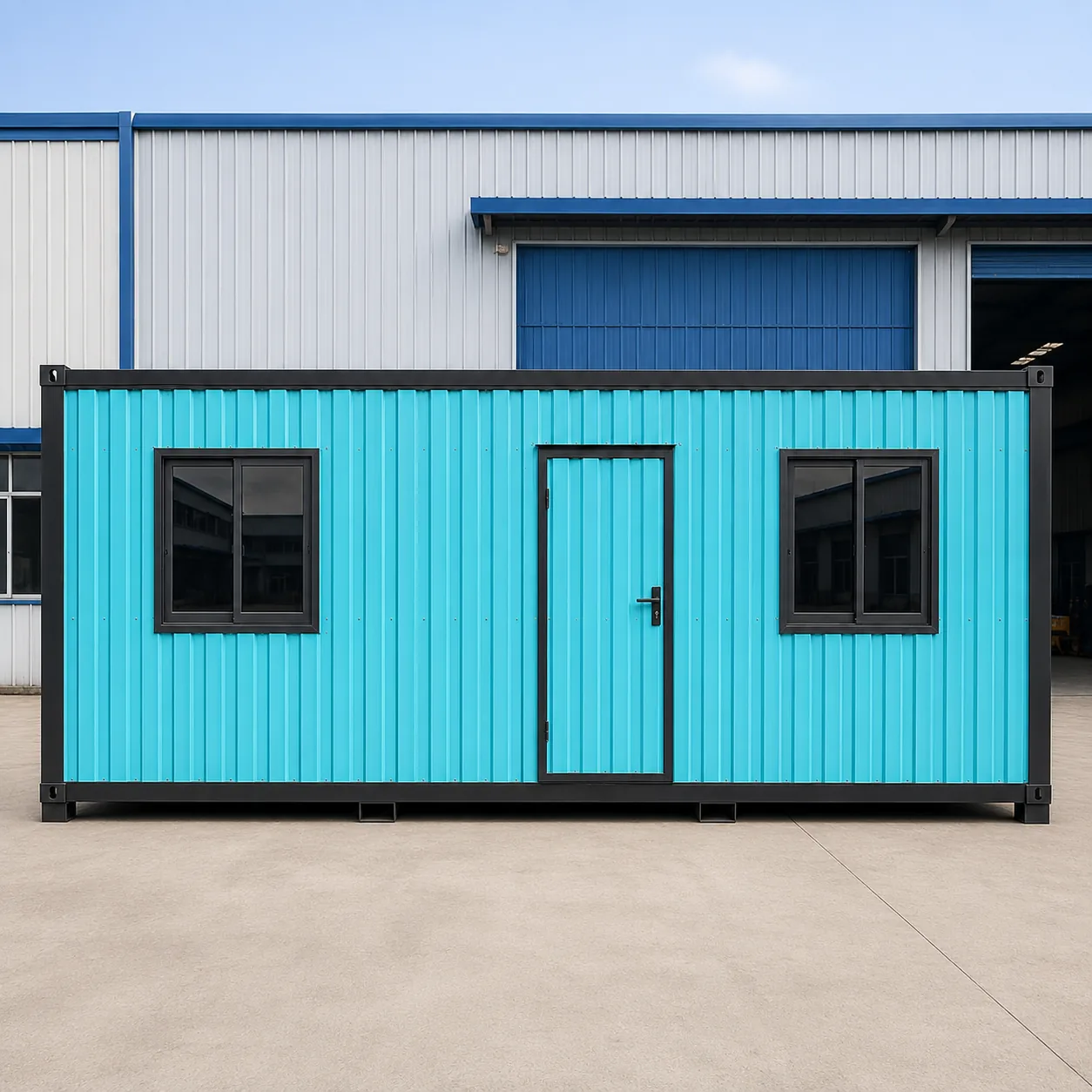 Side elevation of 20x10 ft porta cabin along the long wall