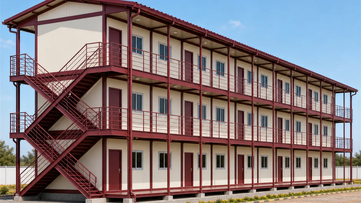 The largest demountable camp block, three panel floors from the stair end.