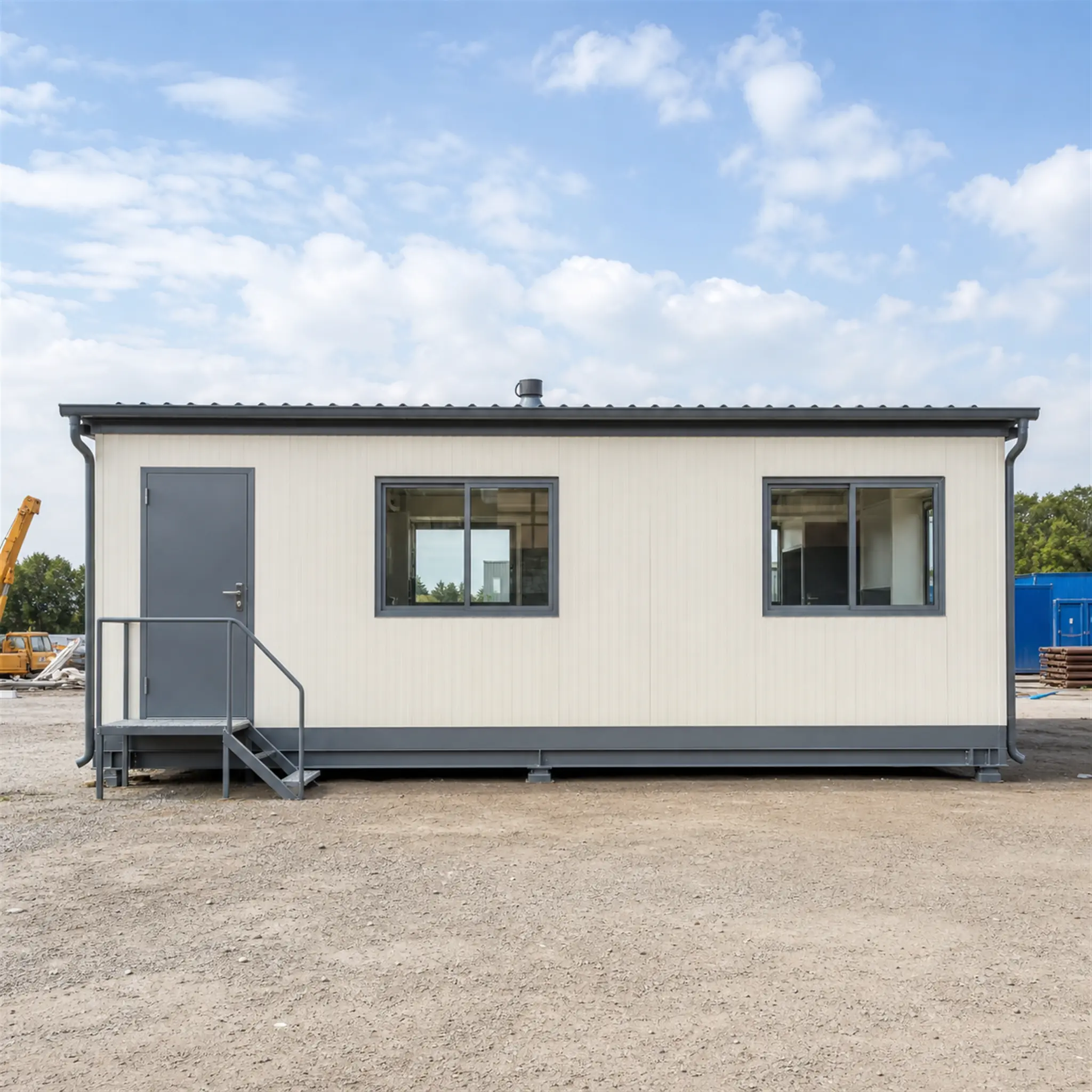 20x10 ft prefab site canteen block, side profile