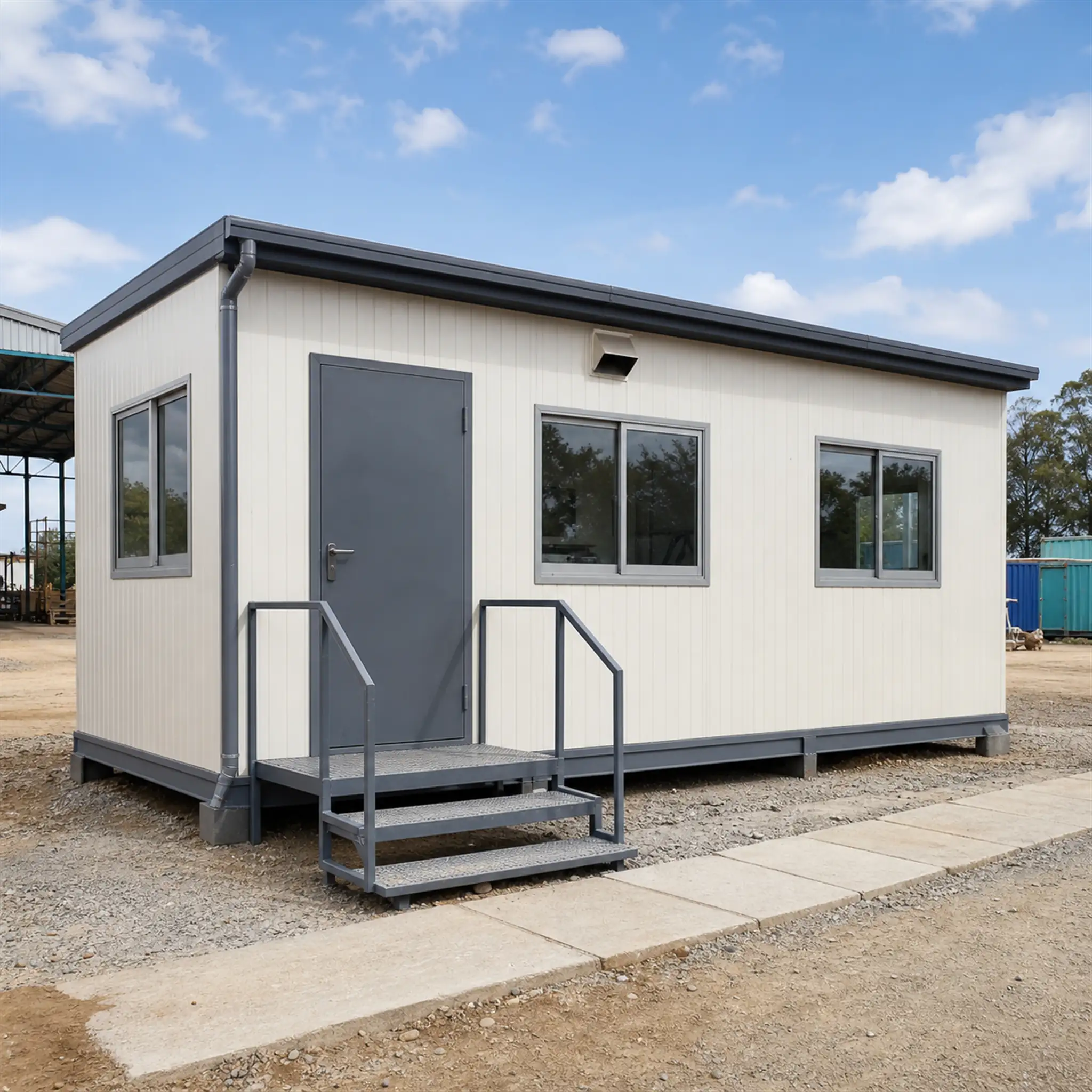 20x10 ft prefab site canteen block, site context
