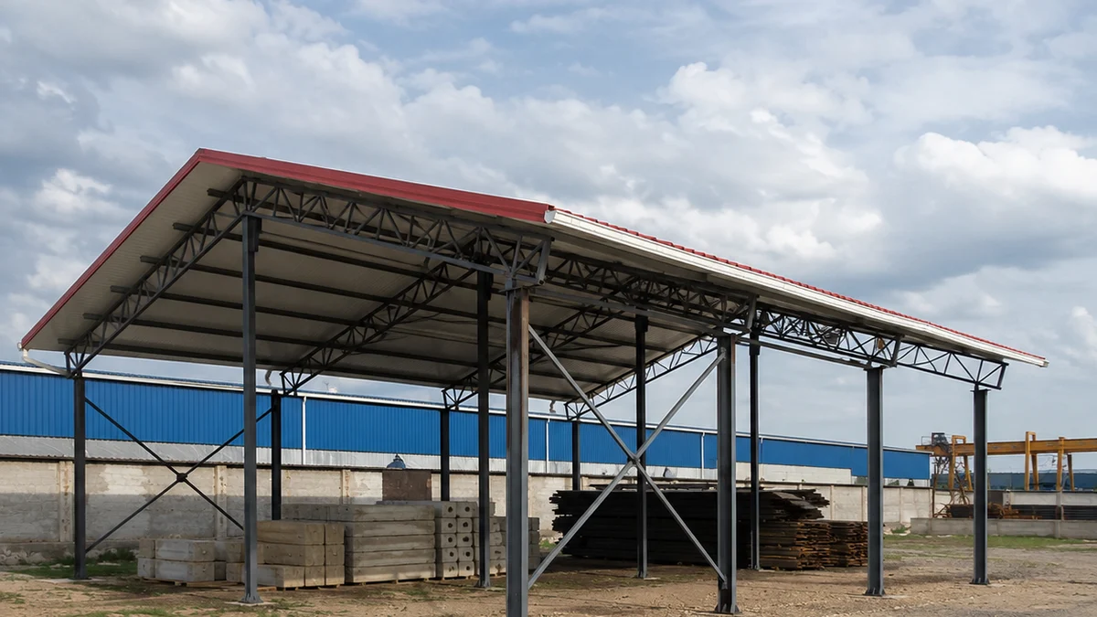 70 mm PUF roof panel, prefab shed application Red 70 mm PUF roof panel applied on a prefab shed at a live site