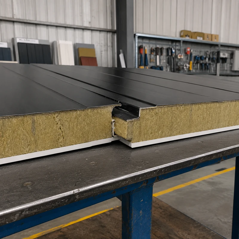 Hidden-fix joint detail of a SAMAN rockwool panel with stone wool core