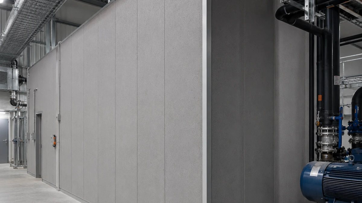 Rockwool wall panel installation Rockwool wall panels installed in an industrial building