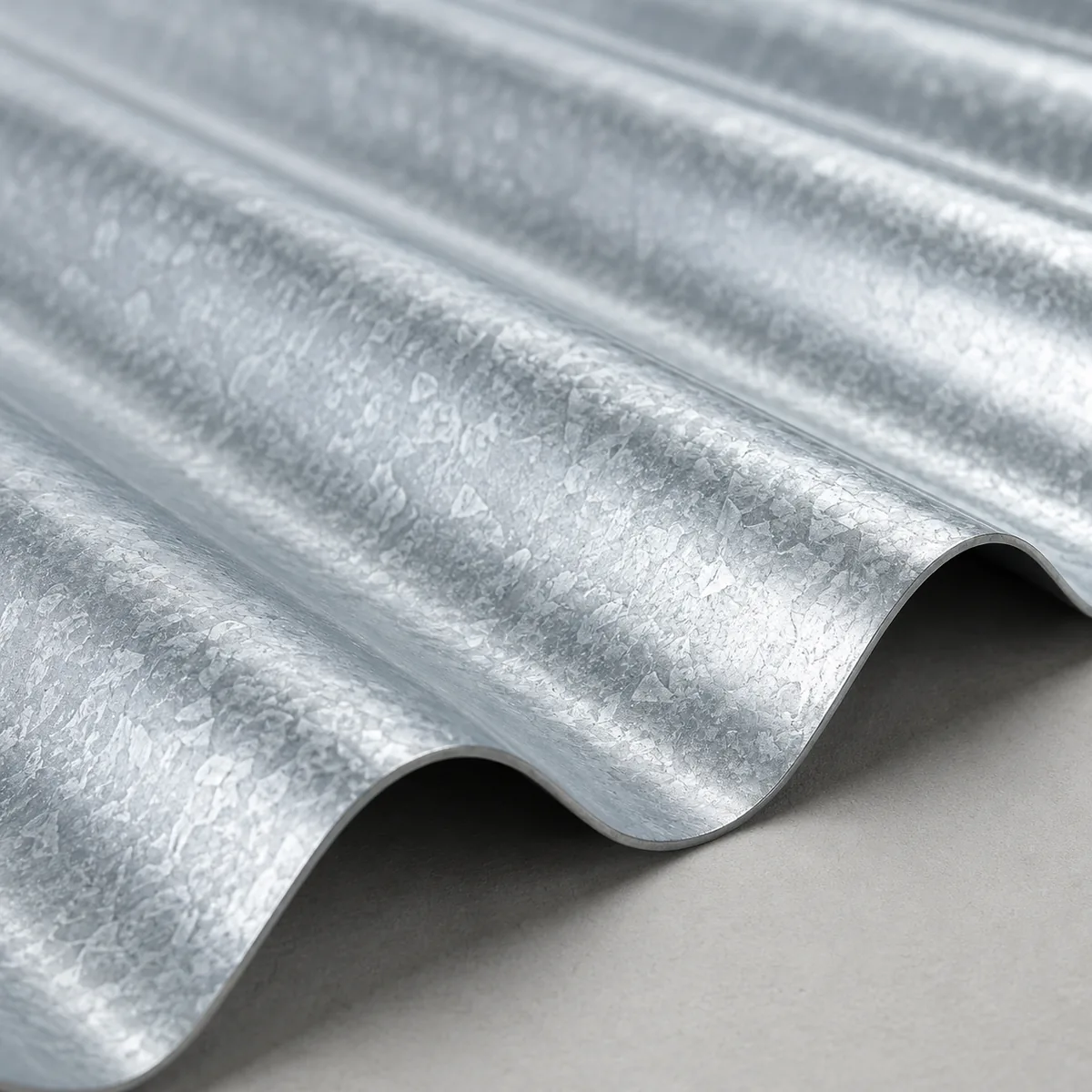 Galvanized GI corrugated metal roofing sheet close-up Galvanized GI corrugated metal roofing sheet close-up