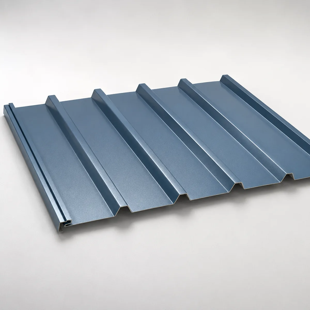 Trapezoidal profile metal roofing sheet in colour-coated steel Trapezoidal profile metal roofing sheet in colour-coated steel