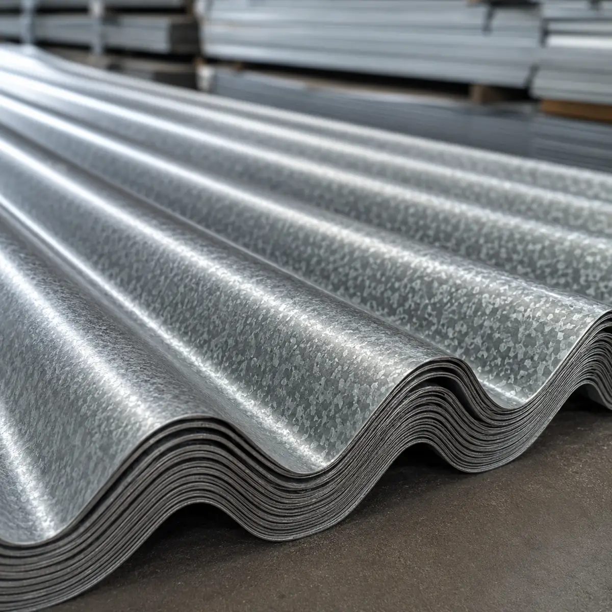 Galvanized corrugated GI roofing sheet profile close-up Galvanized corrugated GI roofing sheet profile close-up