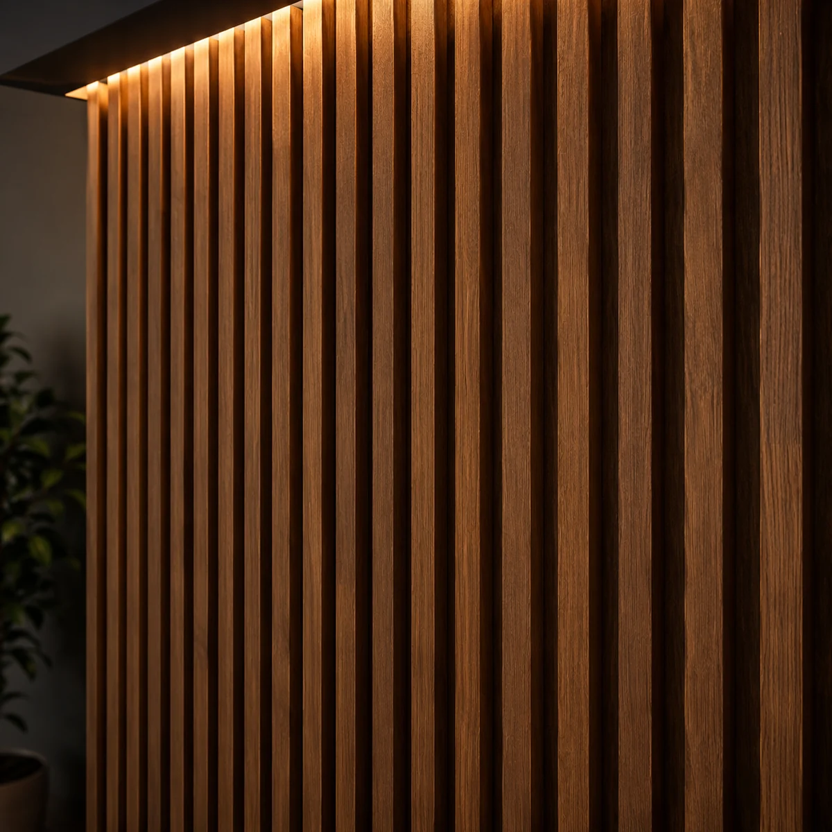 Walnut fluted louver wall panel with deep shadow lines Walnut fluted louver wall panel with deep shadow lines