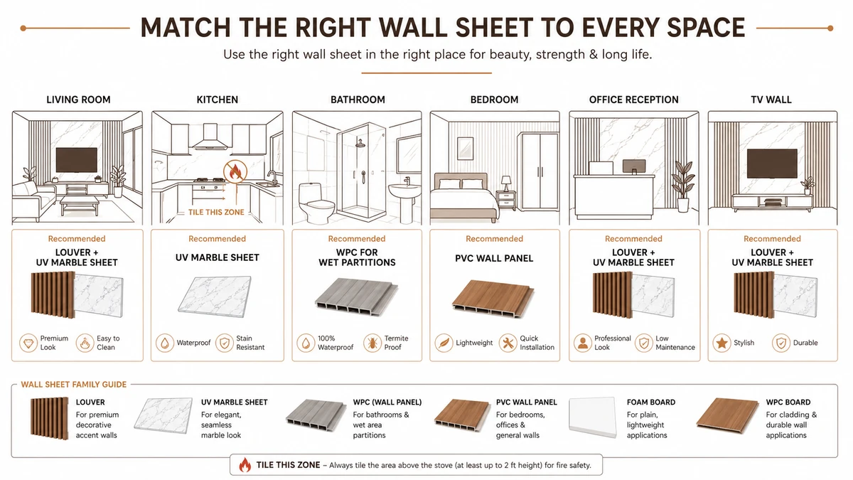 Room-by-room wall sheet application map diagram Room-by-room wall sheet application map diagram