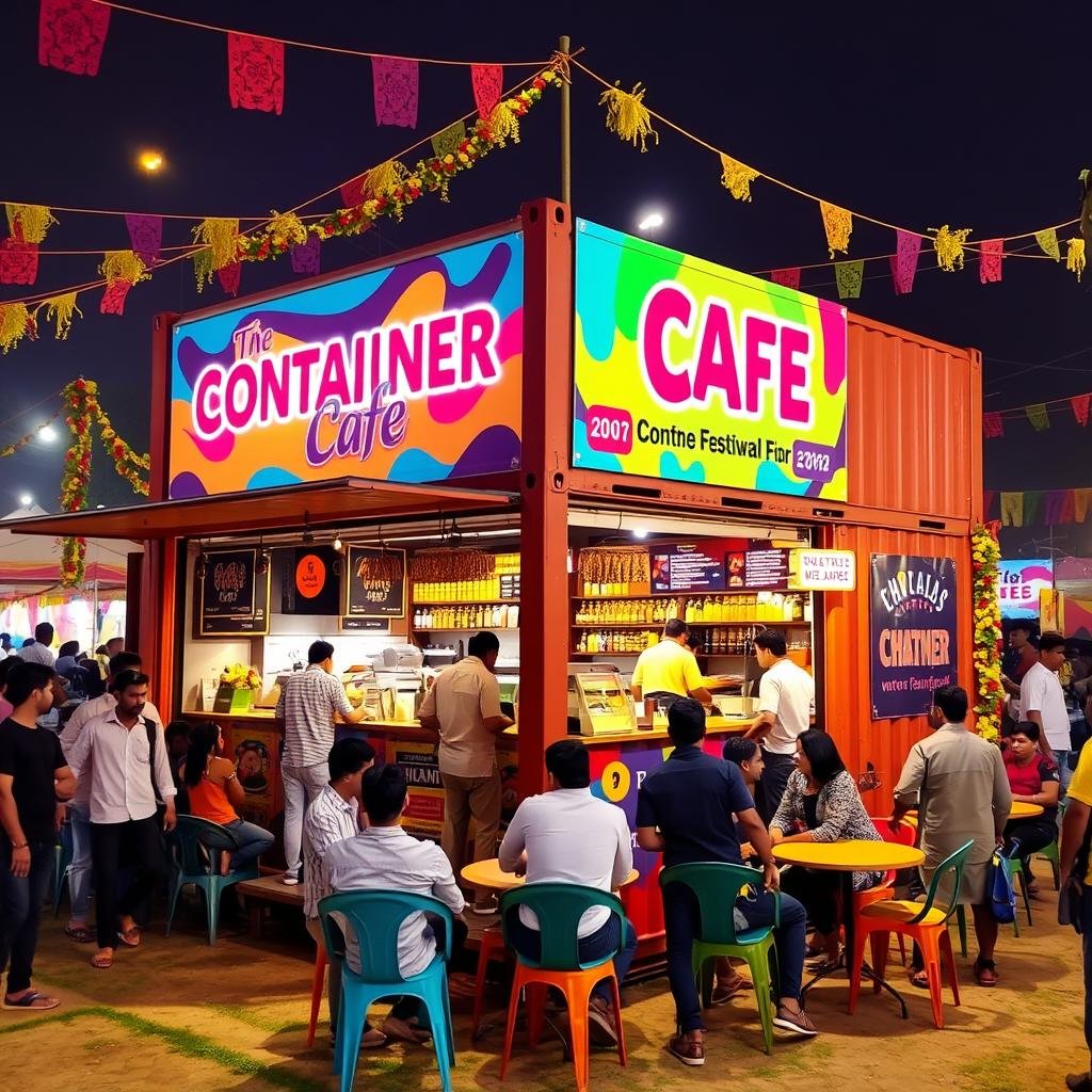 A container cafe at a cultural festival in Gurgaon A container cafe at a cultural festival in Gurgaon