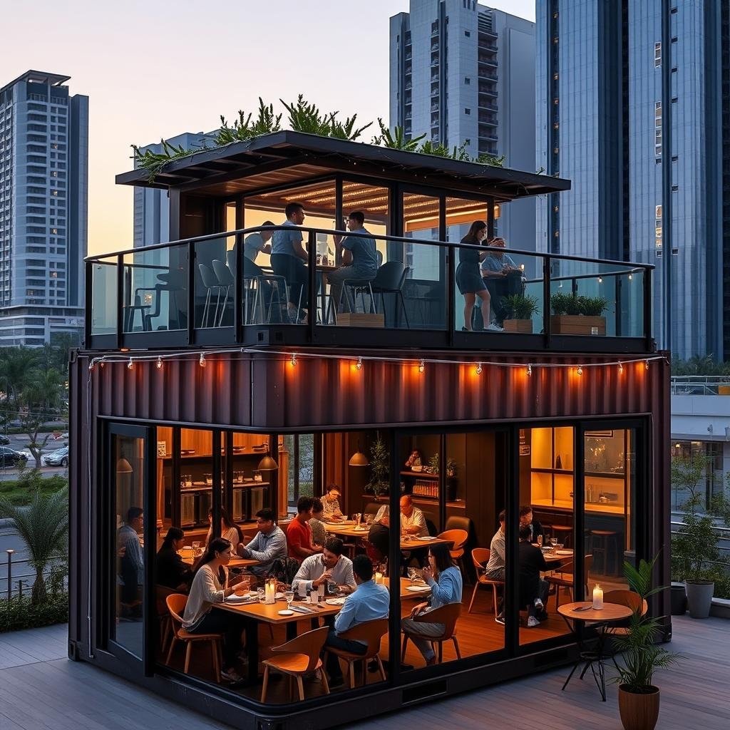 A container cafe with rooftop seating in Cyber City Gurgaon A container cafe with rooftop seating in Cyber City Gurgaon