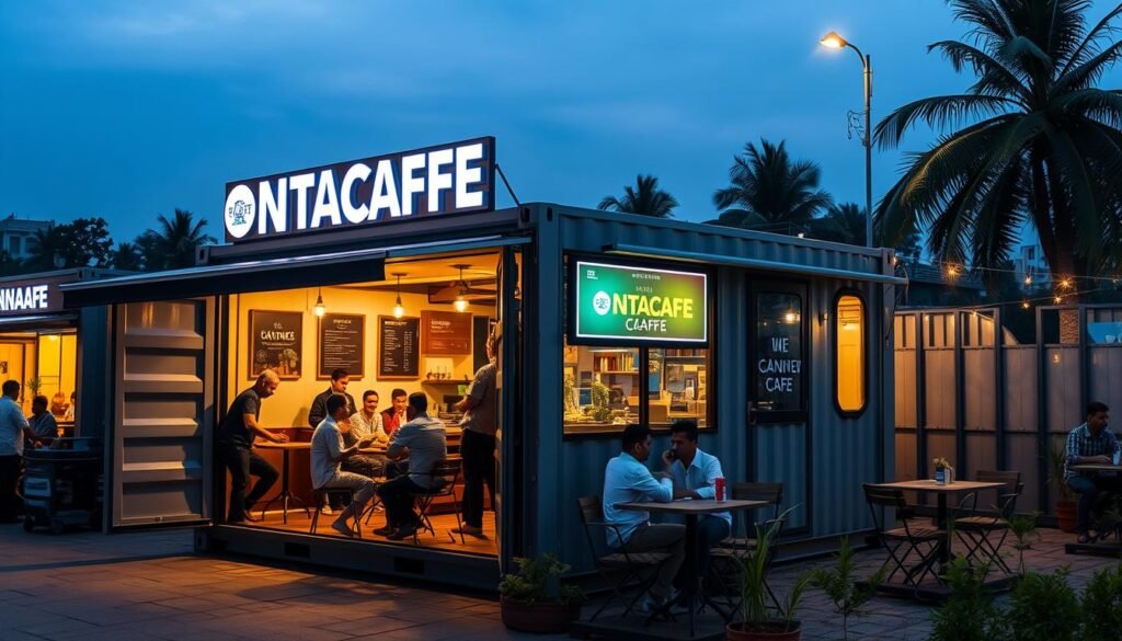Completed container cafe operating successfully in North Delhi Completed container cafe operating successfully in North Delhi