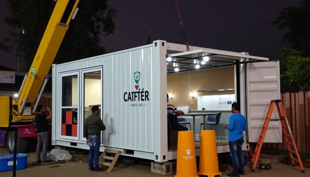 Container cafe being installed at a North Delhi location Container cafe being installed at a North Delhi location