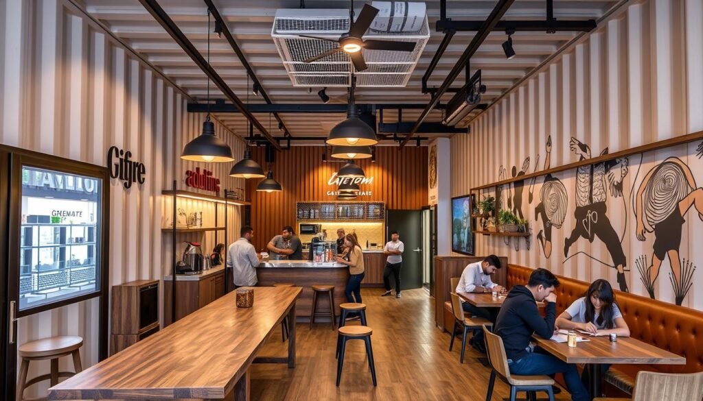 Container cafe in Noida Extension with custom branding and interior design Container cafe in Noida Extension with custom branding and interior design