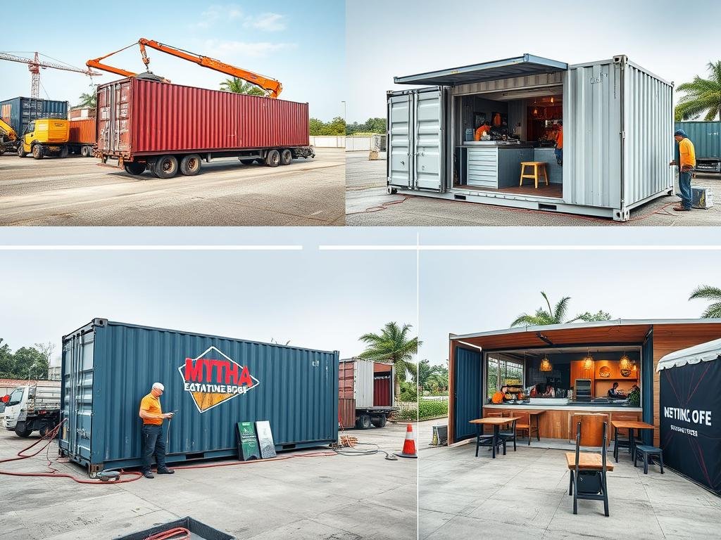 Container cafe installation process in Noida showing quick setup timeline Container cafe installation process in Noida showing quick setup timeline
