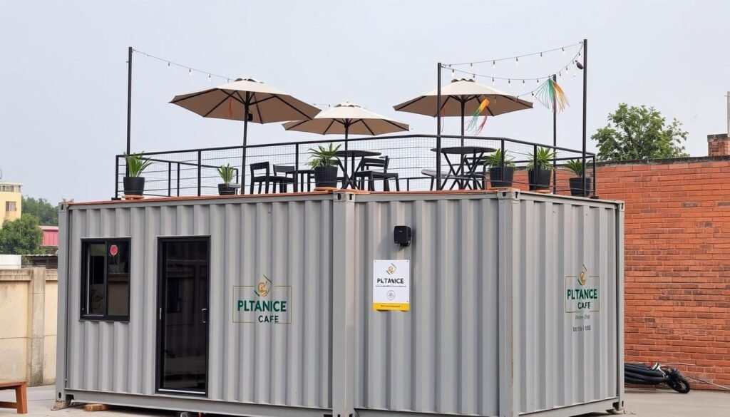 Container cafe with rooftop seating area in Civil Lines, North Delhi Container cafe with rooftop seating area in Civil Lines, North Delhi