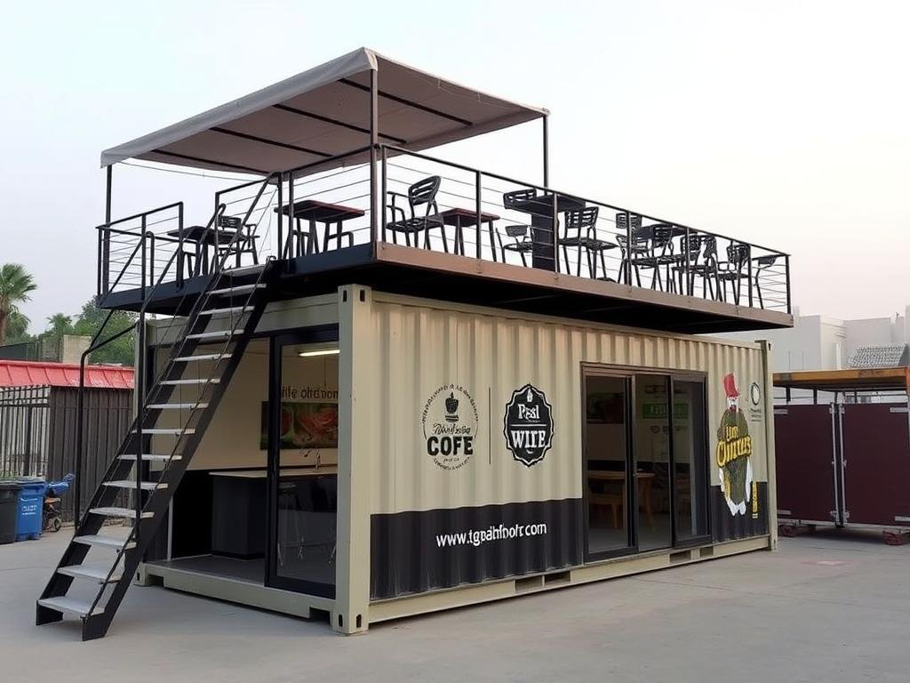 Double-decker container cafe with rooftop seating in Dwarka Sector 12 Double-decker container cafe with rooftop seating in Dwarka Sector 12