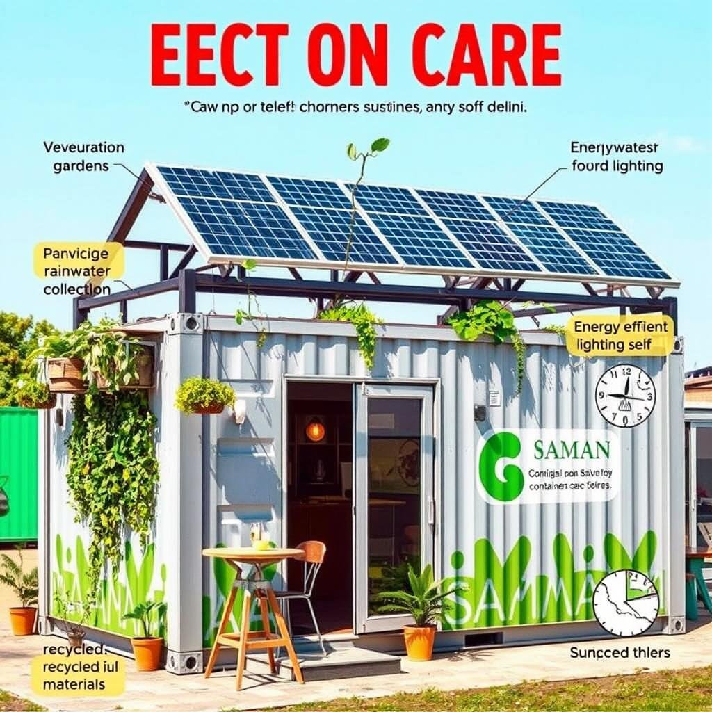 Eco-friendly container cafe with solar panels and sustainable features in Delhi Eco-friendly container cafe with solar panels and sustainable features in Delhi