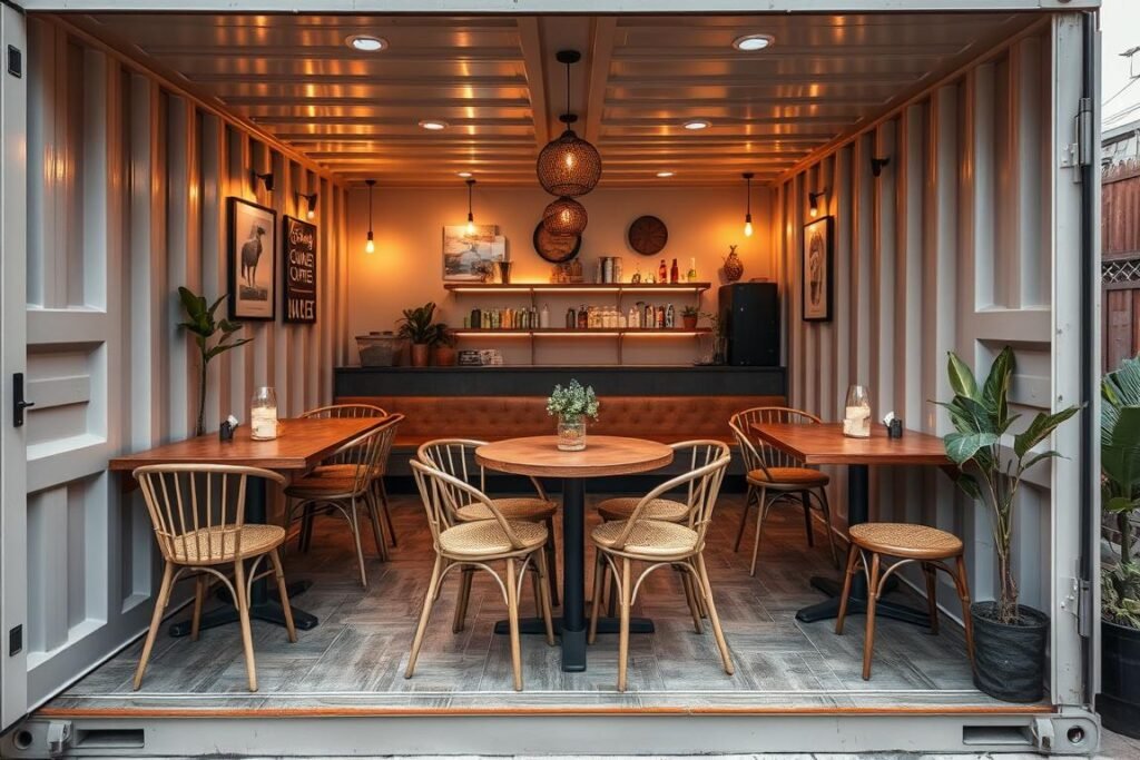 Full-service container cafe in Dwarka with extended seating and dining experience Full-service container cafe in Dwarka with extended seating and dining experience