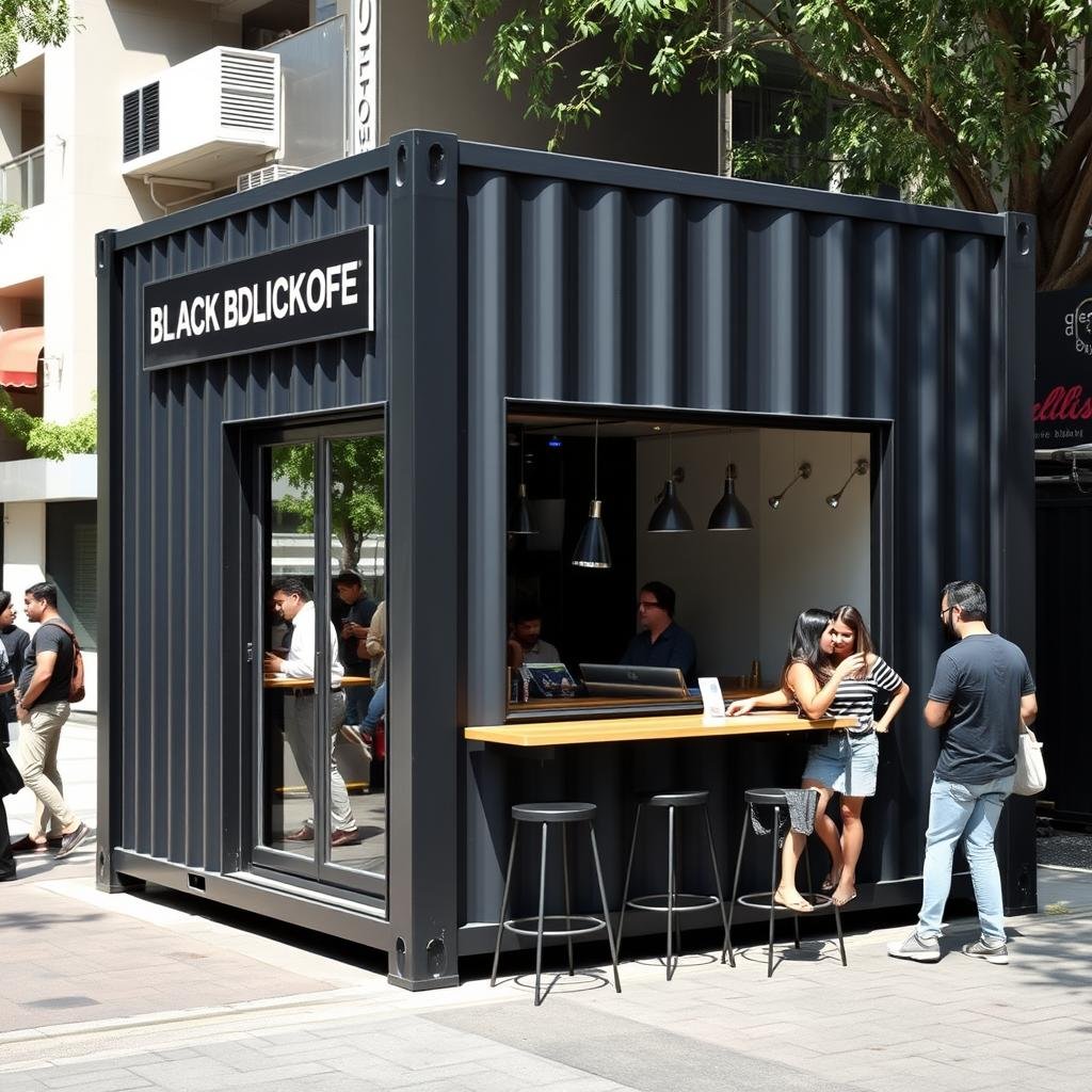 Minimalist black takeaway café in Greater Kailash Minimalist black takeaway café in Greater Kailash