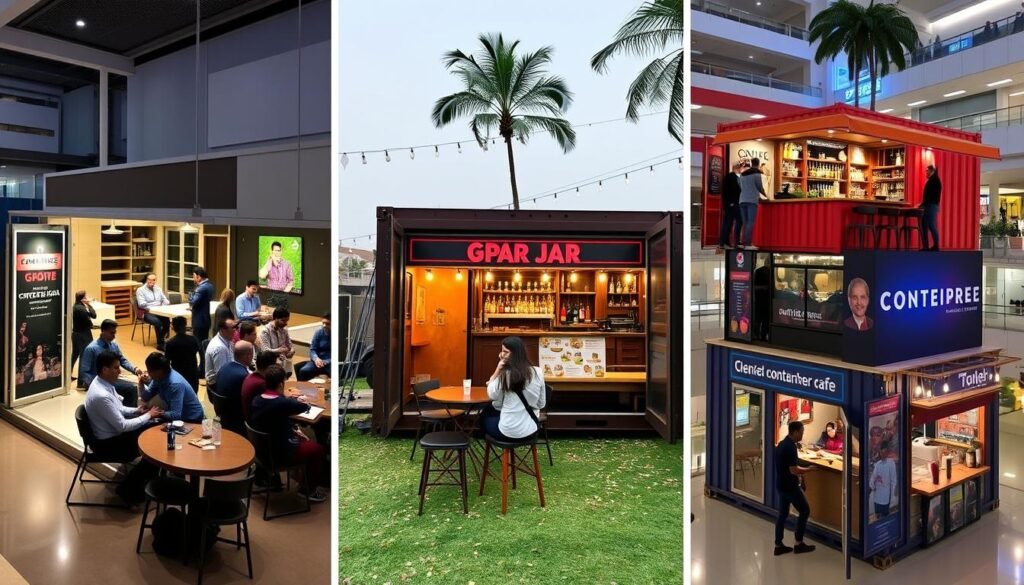 Multiple container cafe use cases in different Gurgaon locations Multiple container cafe use cases in different Gurgaon locations