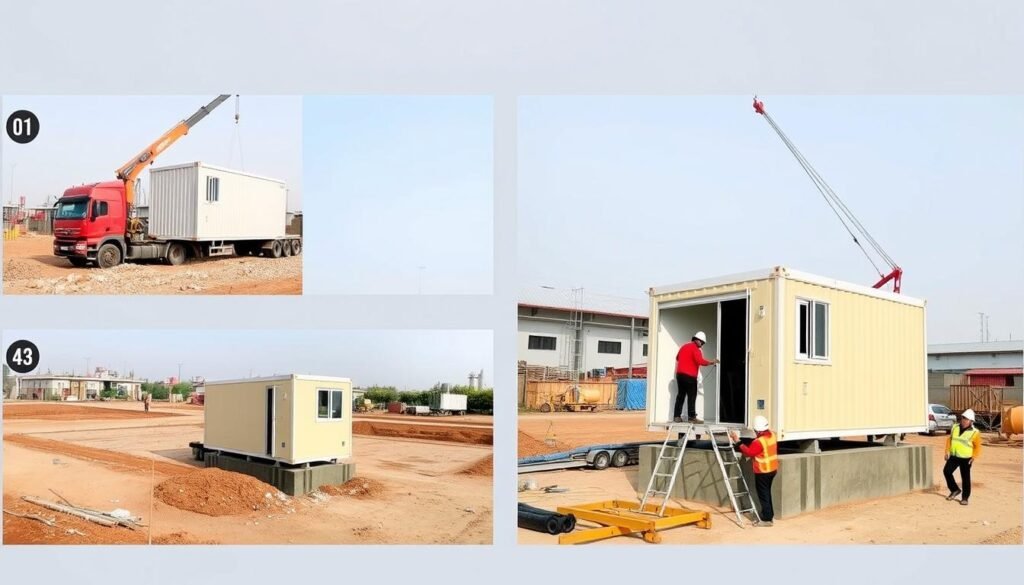 Portable Office Cabin installation process at Faridabad industrial site Portable Office Cabin installation process at Faridabad industrial site