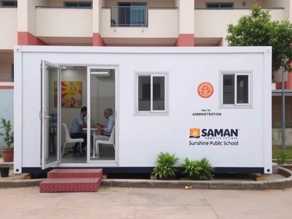 Portable office cabin at Sunshine Public School in Raj Nagar Extension Portable office cabin at Sunshine Public School in Raj Nagar Extension