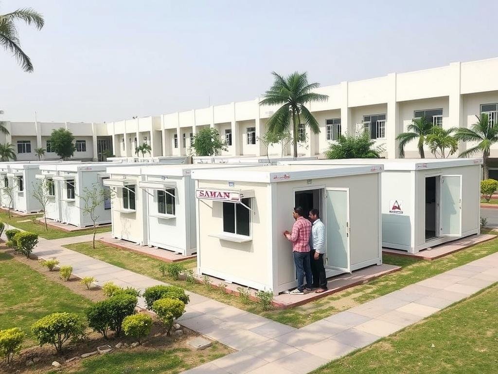 Portable office cabins at a school in Raj Nagar Extension Portable office cabins at a school in Raj Nagar Extension