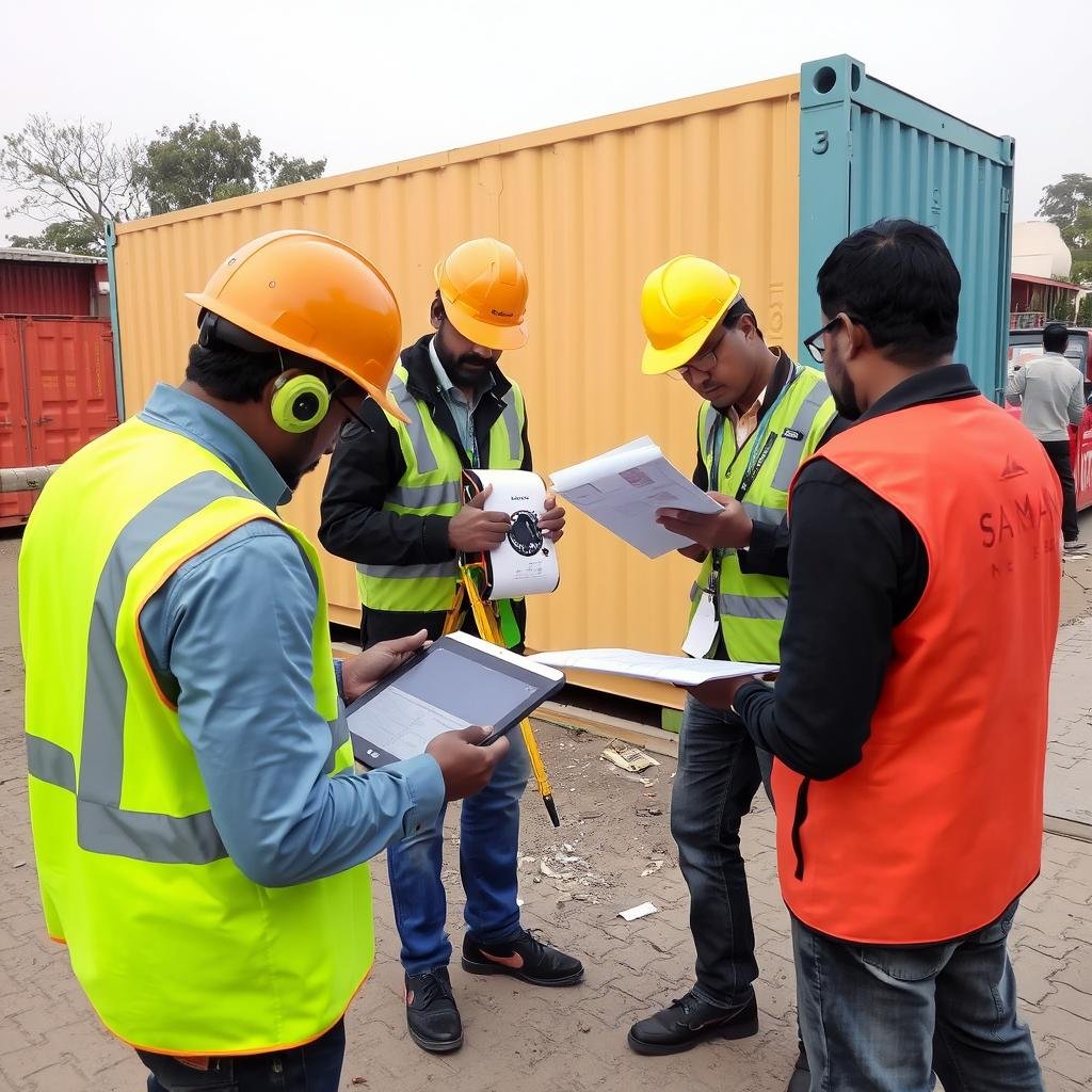 SAMAN team conducting site assessment for container cafe placement SAMAN team conducting site assessment for container cafe placement