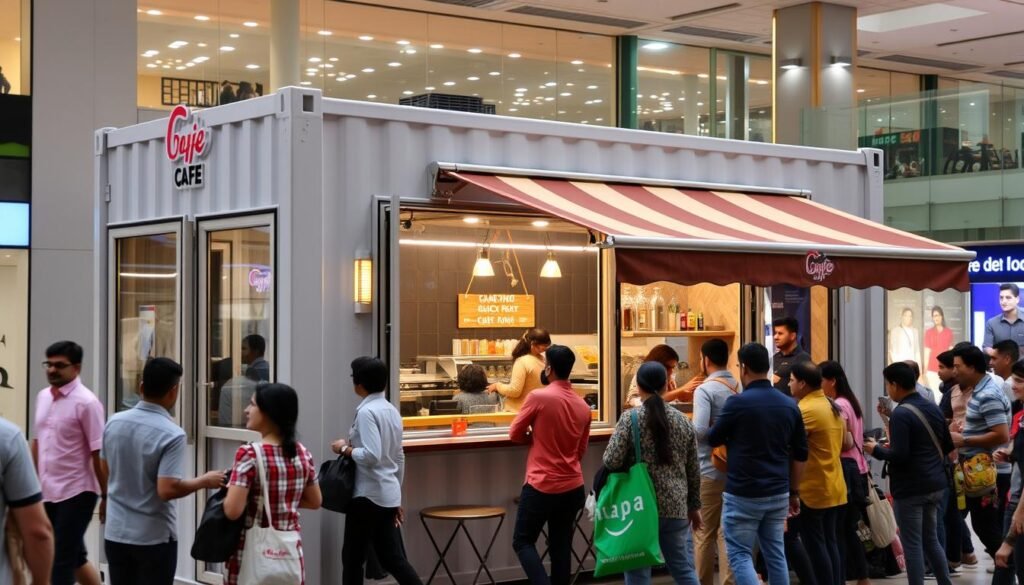 Stylish open-window cafe in Saket mall area Stylish open-window cafe in Saket mall area