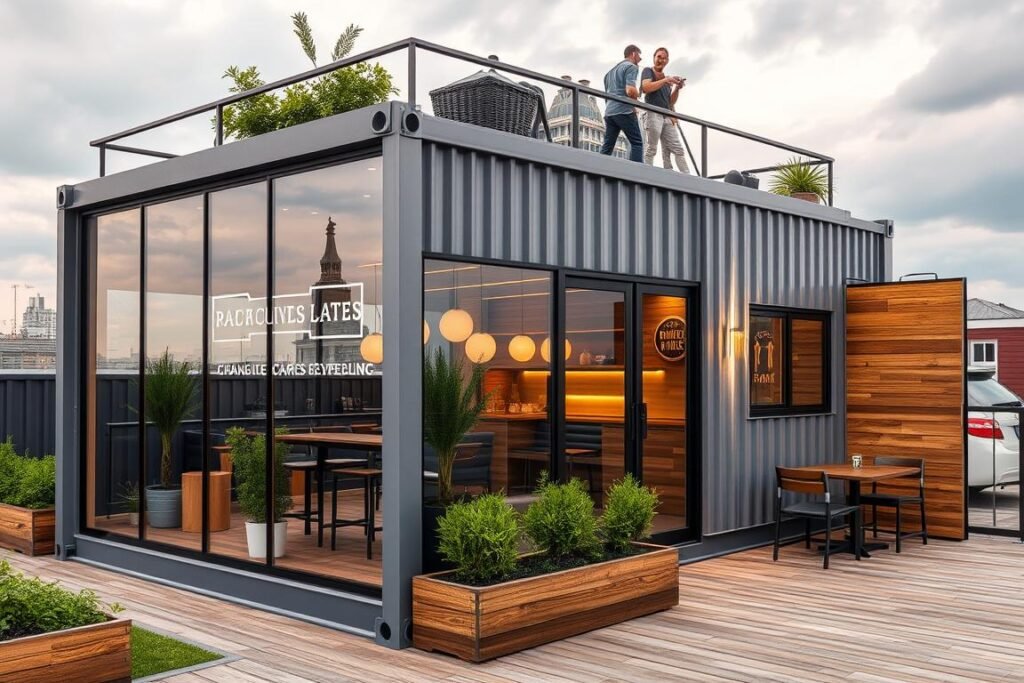 Upscale container cafe with rooftop seating in Civil Lines Upscale container cafe with rooftop seating in Civil Lines